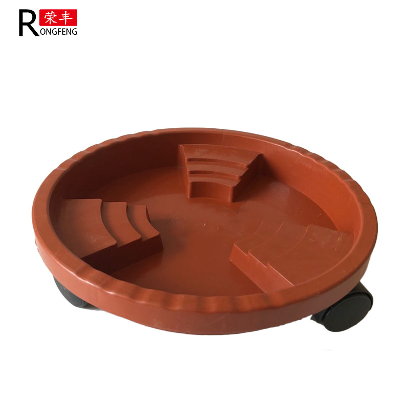 40cm 44cm 50cm Circular Plastic Plant Pot Trays With Rollers